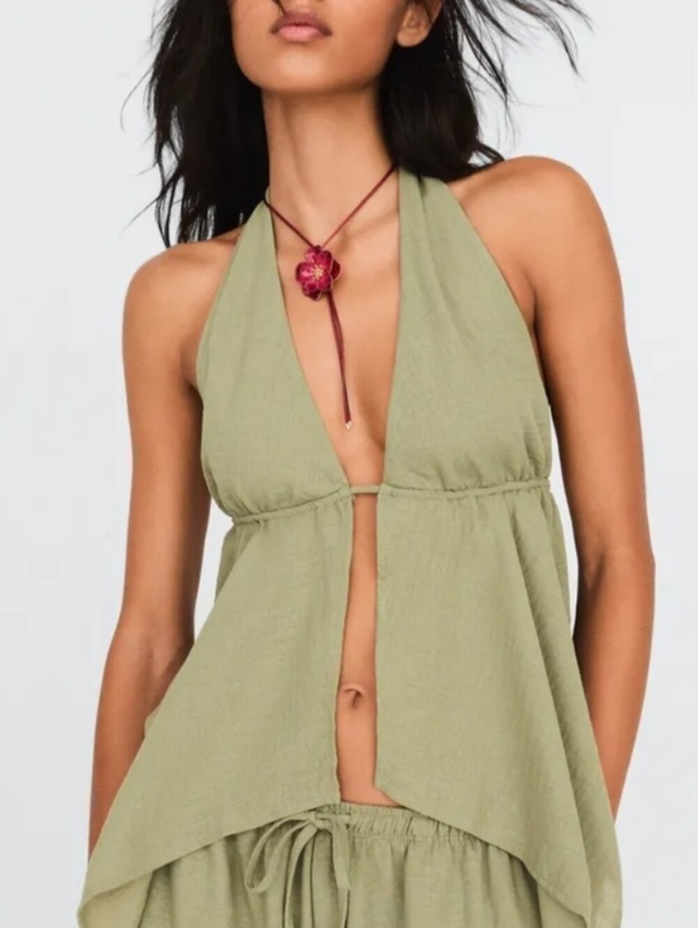 Bershka Olive Halter Top